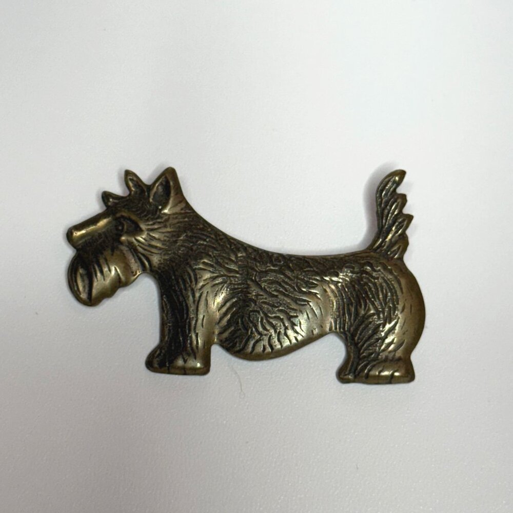 Gold-Tone Scottie Dog Brooch Pin Metal Vintage Scottish Terrier